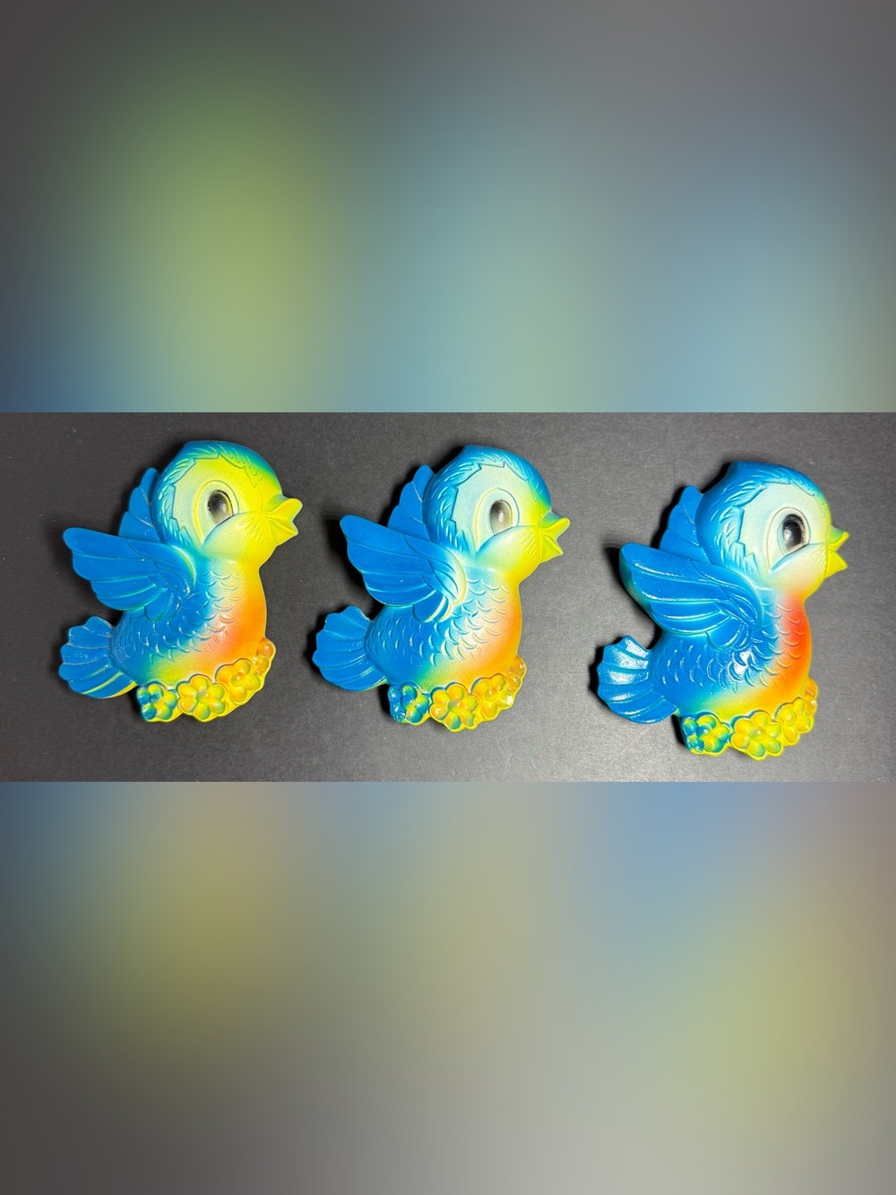 VTG 1970 Miller Studio Chalkware Bluebirds Wall Plaques - Set of 3